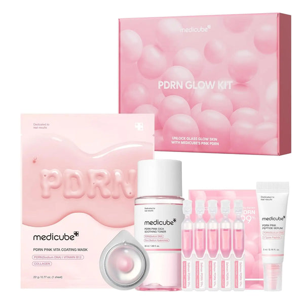 medicube PDRN Trial Kit  Glass Glow Mini Skincare Set with Toner Serum  Sheet Mask for Hydrating Firming Moisturizing